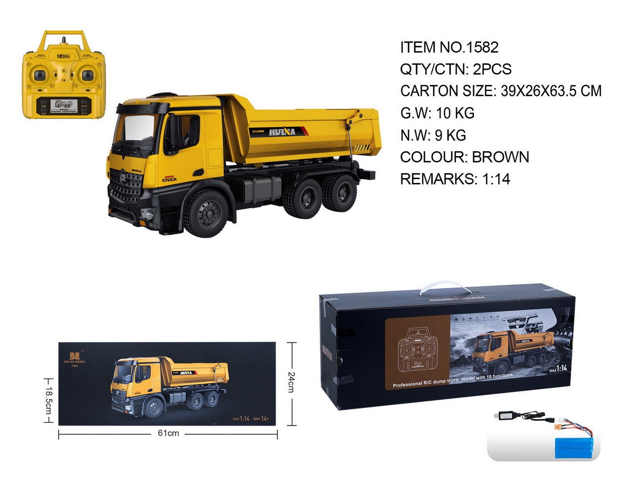 10 Channel All - alloy Remote Control Dump Truck Engineering Dumping Locomotive Toy - THESIMPLETECHCOMPANY3.0