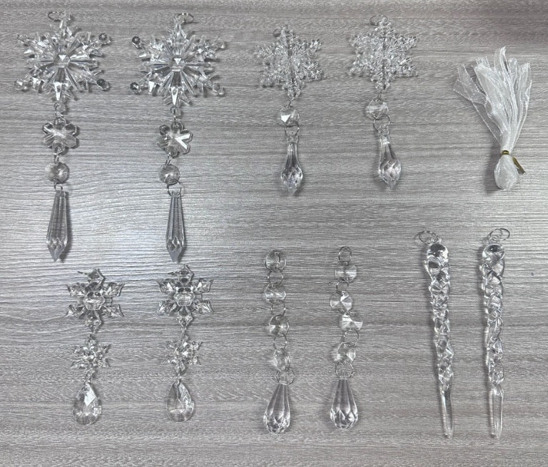 10pcs Christmas Tree Hanging Pendants Acrylic Ice Strip Snow Ceiling Xmas Ornaments New Year Christmas Decoration Home Decor - THESIMPLETECHCOMPANY3.0