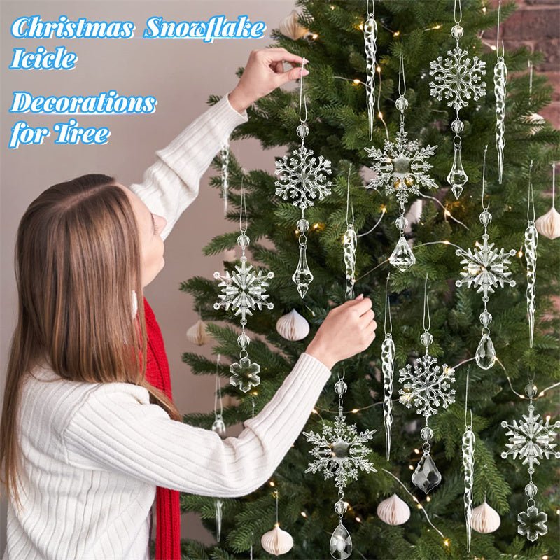 10pcs Christmas Tree Hanging Pendants Acrylic Ice Strip Snow Ceiling Xmas Ornaments New Year Christmas Decoration Home Decor - THESIMPLETECHCOMPANY3.0
