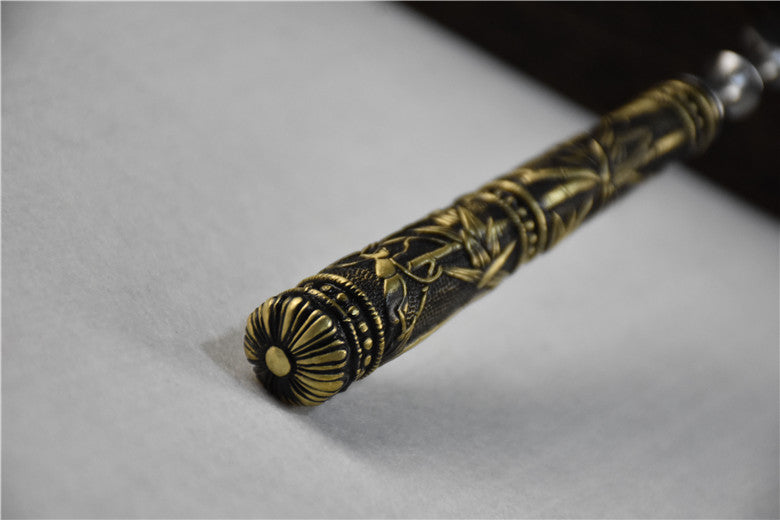 01647 Longquan Copper Handle Stainless Steel Tea Knife Bamboo